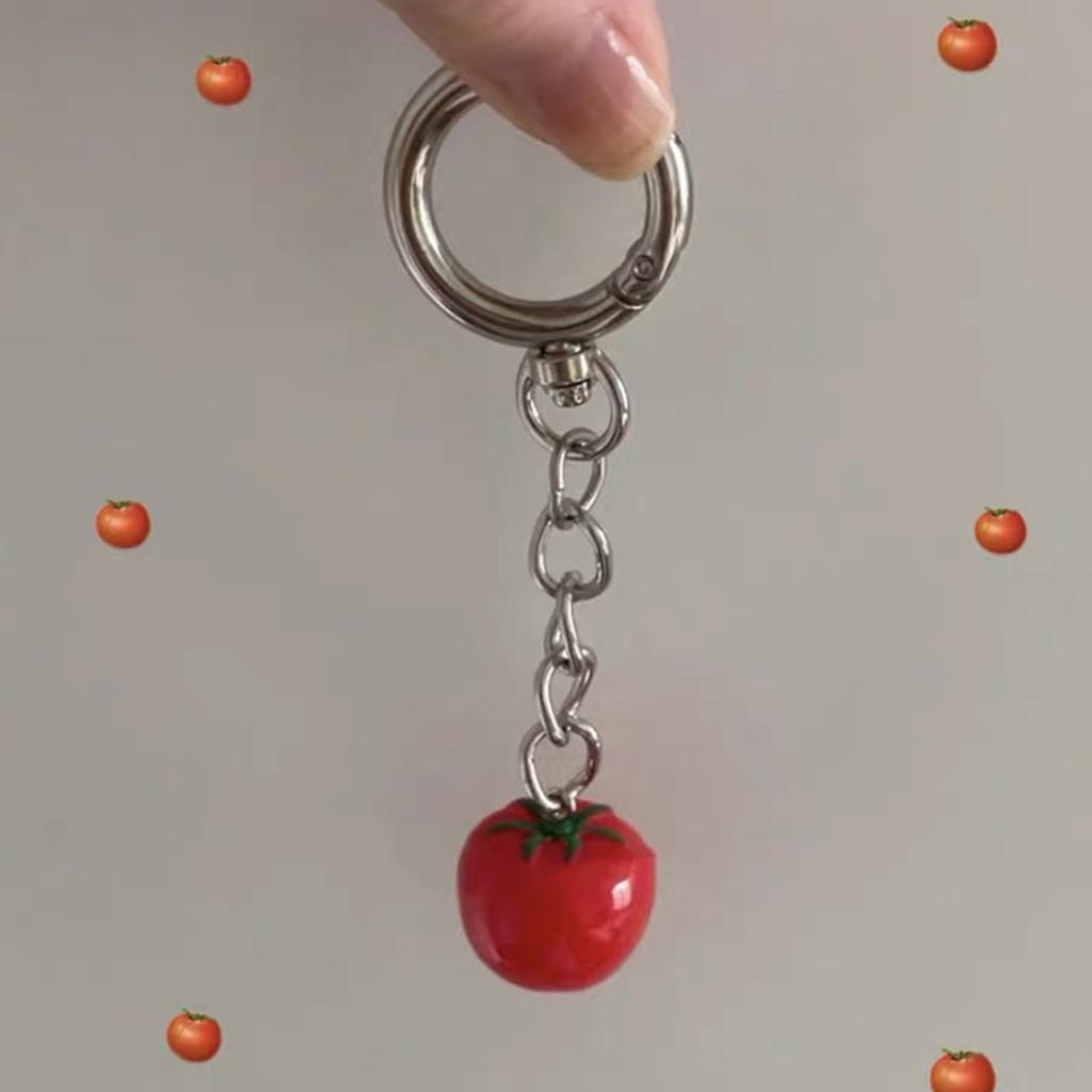 Adorable Tomato Keychain Pendant with Resin Alloy Craftsmanship Multipurpose Bag Backpack Accessory for Daily Party Wear