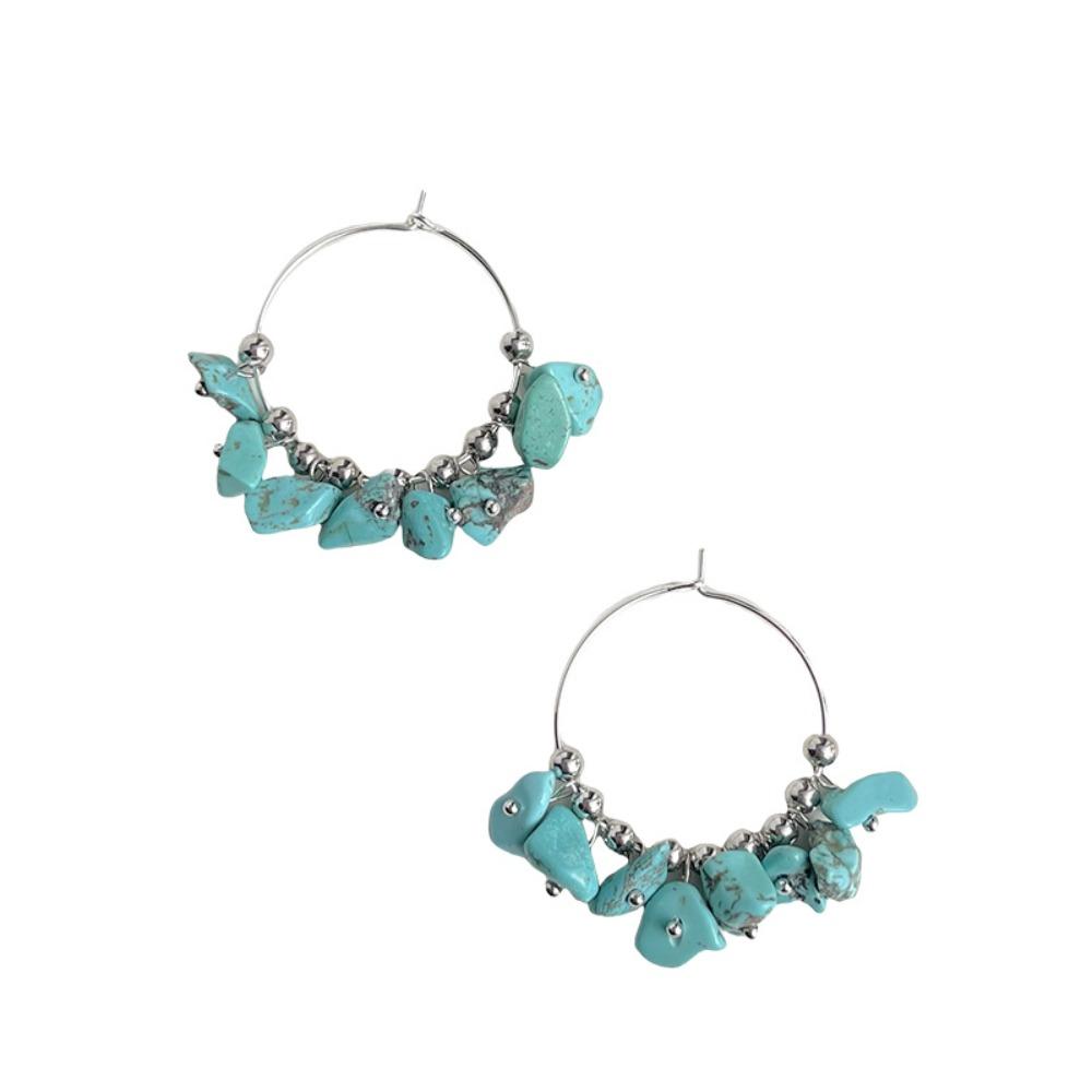 Pearl Beaded Earringdrop Water Droped Vintage Hoop Earrings Fashion Faux Turquoise Earrings  Women