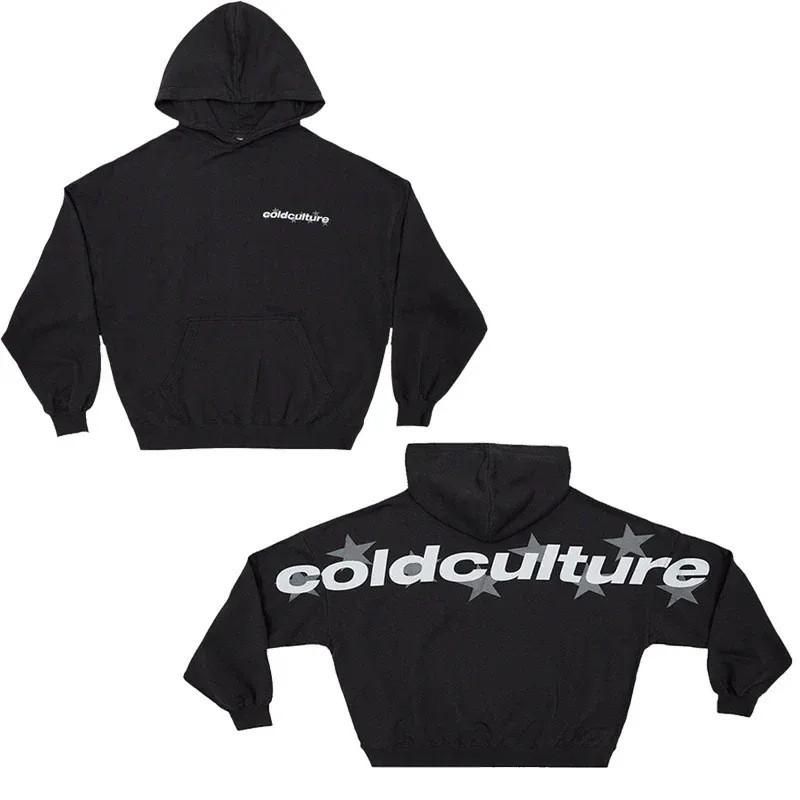 Mens Hooded Sweatshirt Star Print Loose Fit Casual Streetwear Youth