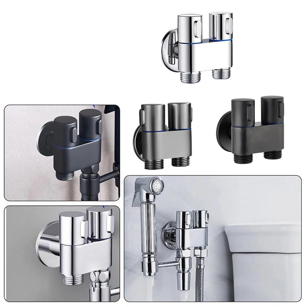 Bathroom Double Outlet Angle Valve Wall-Mounted Toilet Inlet Valve Washing Machine Faucet Water Stop Quick Opening Angle Valve