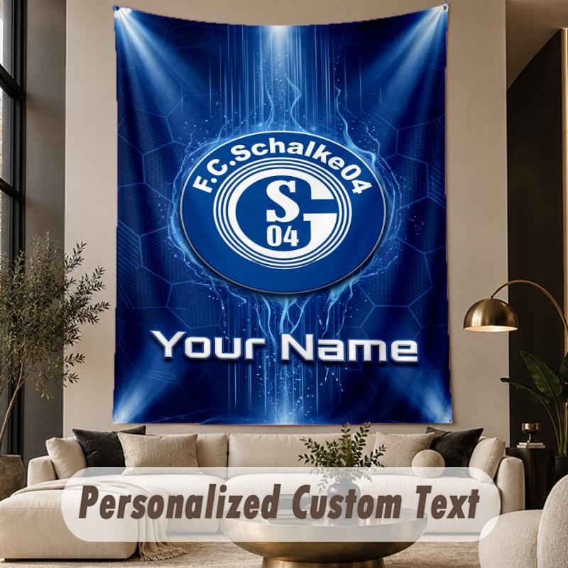 Custom Text Tapestry Schalke 04 FC Print Wall Tapestry Indoor Living Room Wall Decor