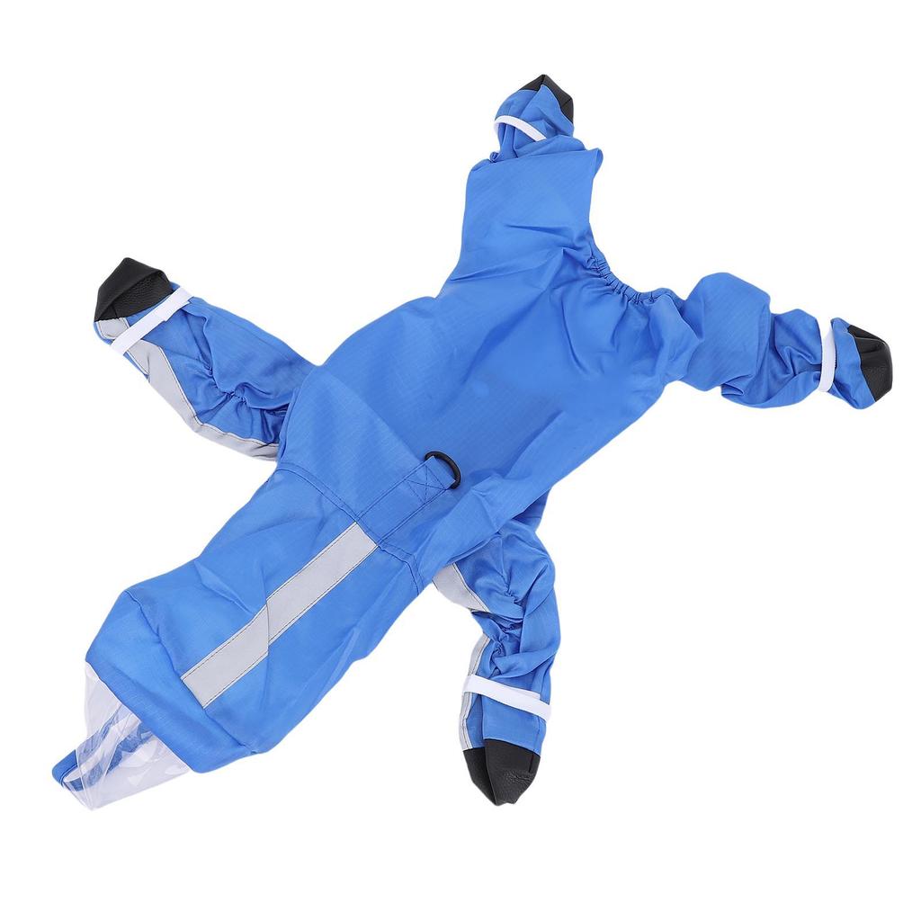 Hund Regenmantel mit Kapuze Modisch Wasserdicht 4 Beine Hunde Regenjacke Slicker für Welpen Kleine Haustiere Blau S