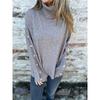 Casual Women's Pullover Sweater New High Neck Knitted Top Autumn Winter Button
