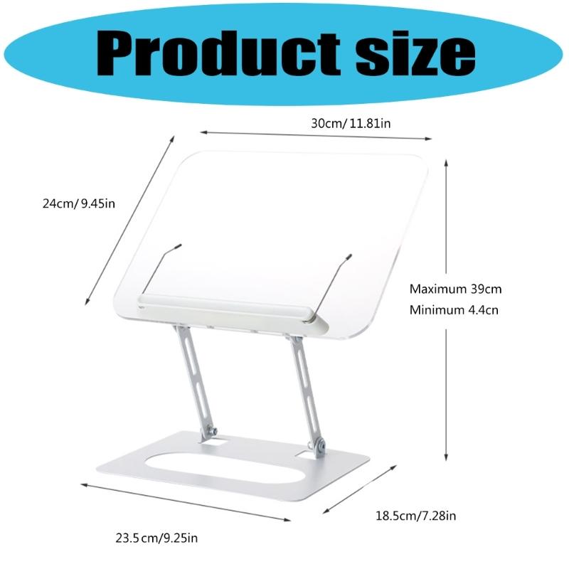 Ergonomic Acrylic Book Stand Height Adjustable and Angle for Reading Study and Cooking Foldable Portable Design