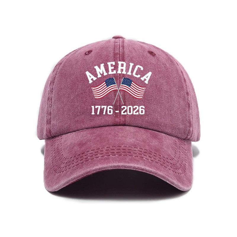 Washed And Distressed Printed Baseball Cap for Adults pc Versatile Trendy American Th Anniversary Printed Washed And D 1pc