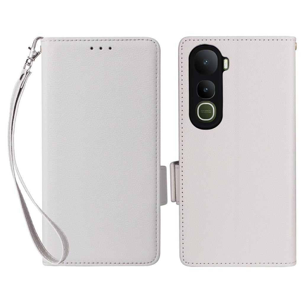 For Vivo Y400 4G/Y400 5G Case with Wrist Strap Litchi Texture PU Leather Wallet Phone Cover