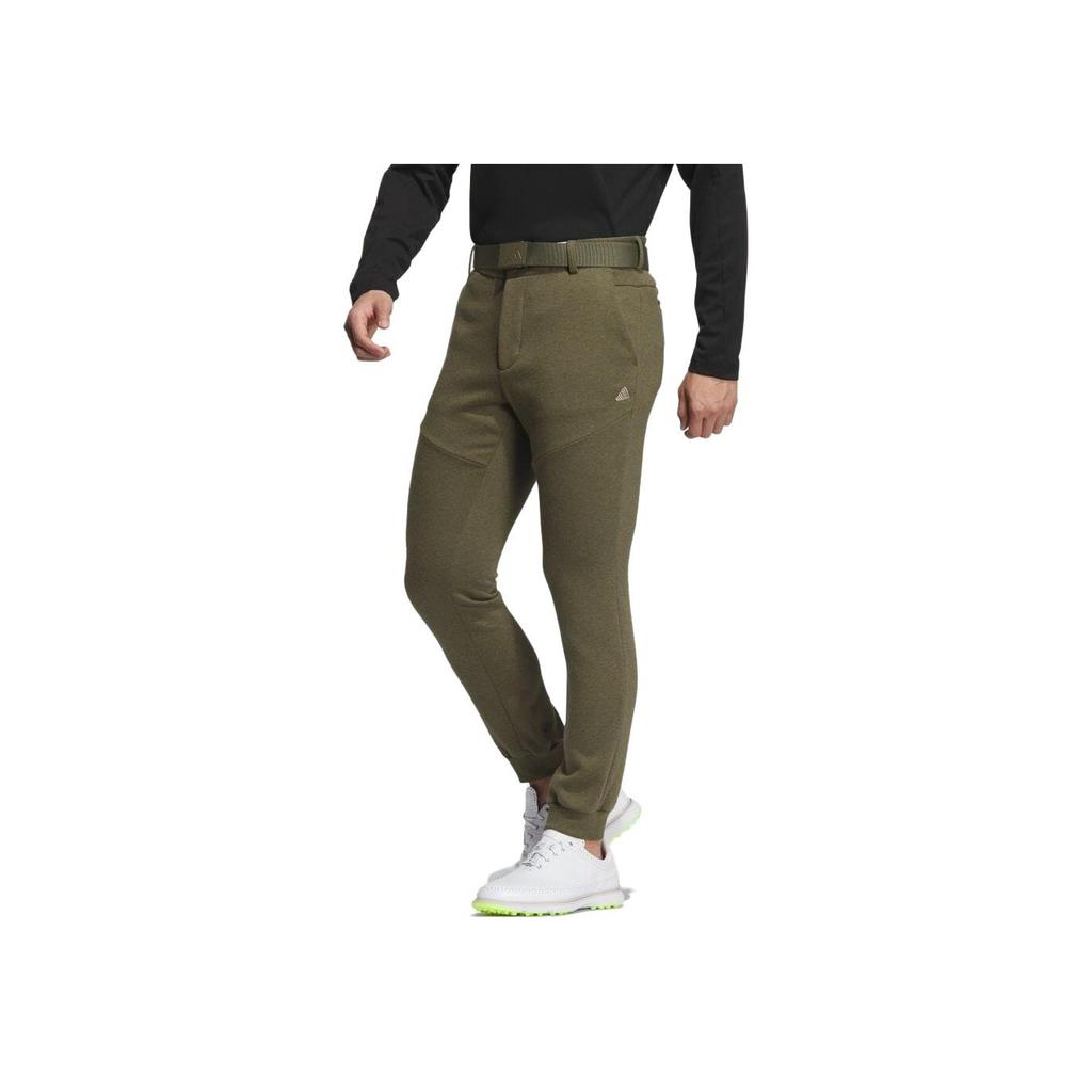 Adidas Solid Color Logo Print Cuffed Knit Sports Pants Men bottoms Olive-Green IA2617