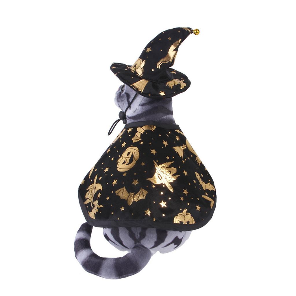 Pet Costume Hat Funny Star Print Witch Cloak Party Cosplay Dress Cosplay Accessories Pet Halloween Supplies
