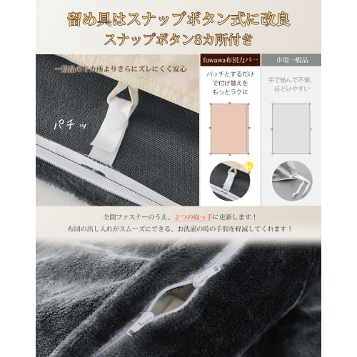 Fuwawa Single Duvet Cover, Winter Flannel, Warm, Thick, "+5C Heat Storage" Comforter Cover, Doubles As a Blanket, 8 Snap Buttons and Double Zipper, C