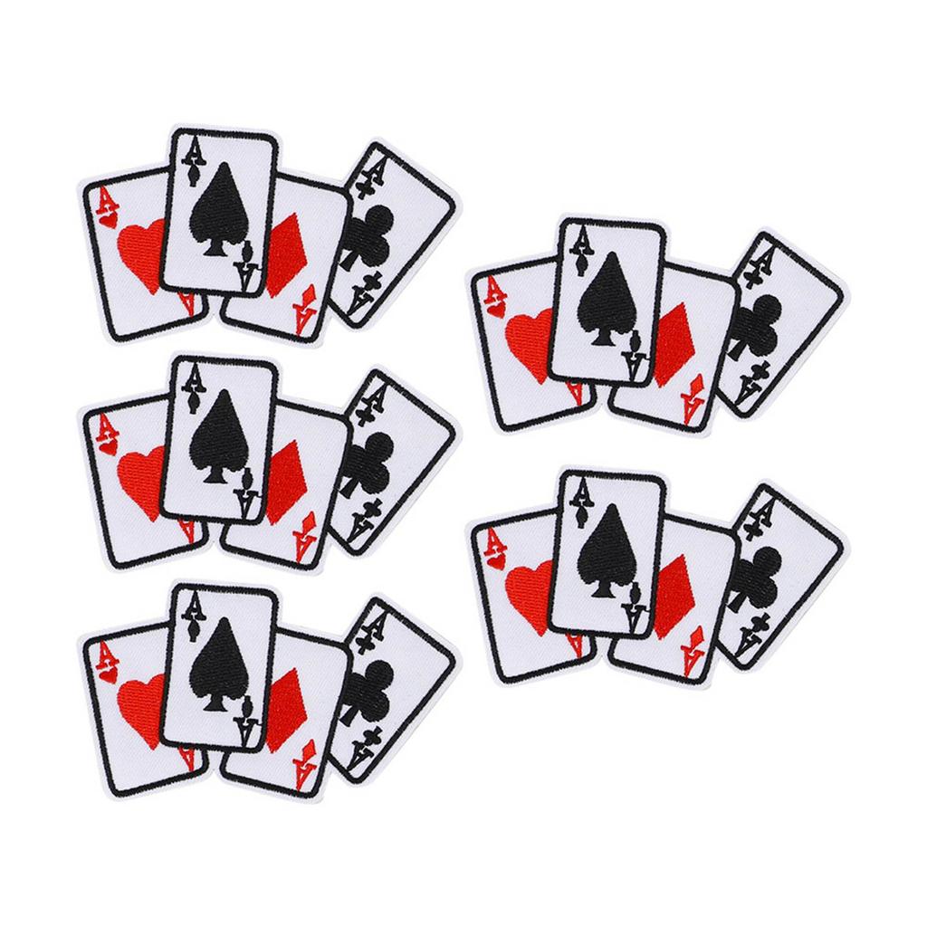 5pcs Poker Ace Clothes Patch Iron On Playing Card Applique DIY T Shirt Fabric Sticker
