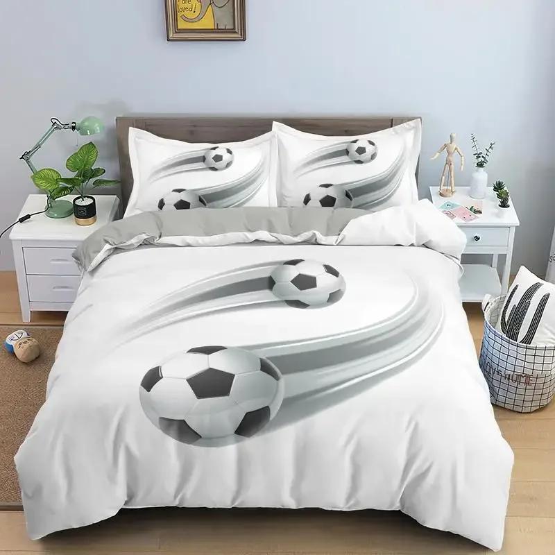 3D Football Bedding Set Soccer Duvet Cover Pillowcase Polyester Comforter Cover King Queen Full Double Ball Sport Quilt Cover