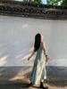 Smudge Blue Gradual Change Suspender Dress Summer Dopamine Wear Women's Summer V-neck Thin Mori Dress