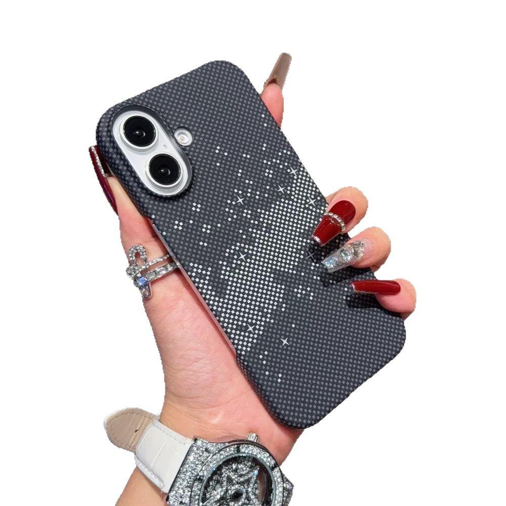 iPhone 17 Pro Max Kevlar Carbon Fiber Texture Drop-Proof Case, Apple 16 Skin-Feel Protective Cover.