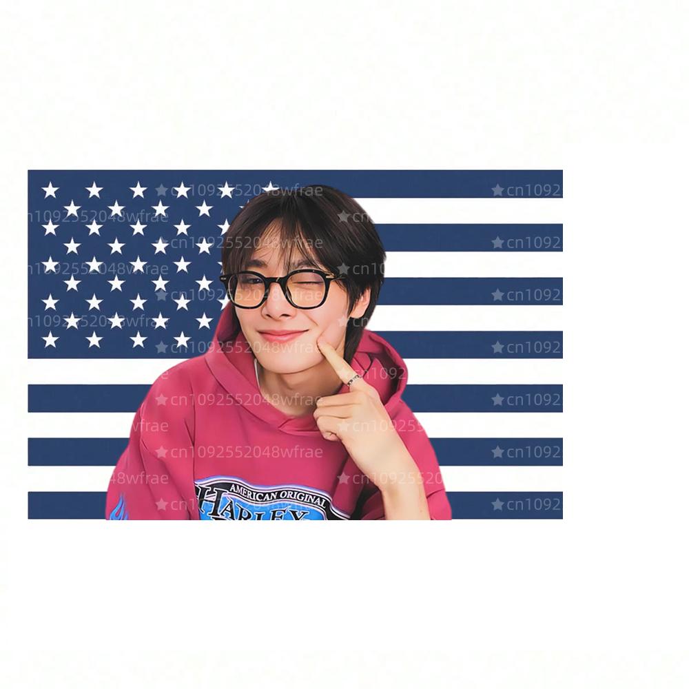 1PC SKZ Yang Jeongin Cute Pink American Flag Banner Tapestry Tour Gift Accommodation Gift Creative Birthday Gift Concert Gift