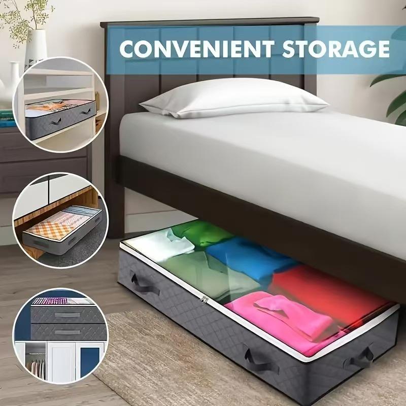 Confezione da 4 Contenitori Salvaspazio Sottoletto da 90L Contenitori Pieghevoli per Armadio Organizzatori Contenitori Sottoletto per Coperte Vestiti