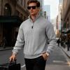 Men's Knitted Pullover Sweater Half Zip Stand Collar Cable Knit Pattern Long Sleeve Casual Winter Warm Sweatshirt