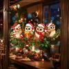PVC Window Decorations 1/2 Sheets Christmas Cartoon Owl Cling, Standing on Branch Bird Holiday Glass Decals Static Sticker, Removable Waterproof