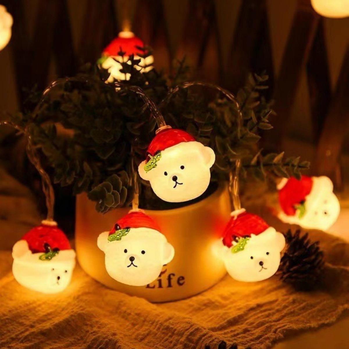 

1pc 10/20 LED Fairy Lights Snowman/Bear/Joker Christmas Lights Battery Powered For Xmas Tree Party Window Christmas Decoration 1.5M10LED