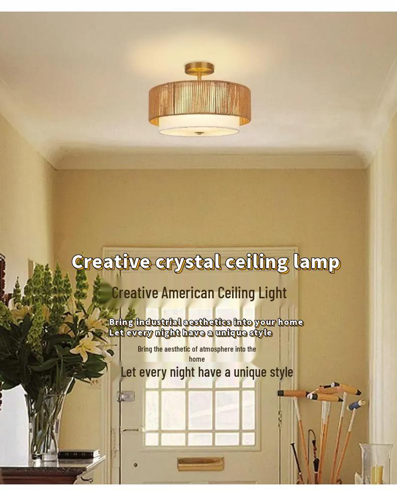 Modern Minimalist Hemp Rope Pendant Light for Bedroom, Study, and Tea Room