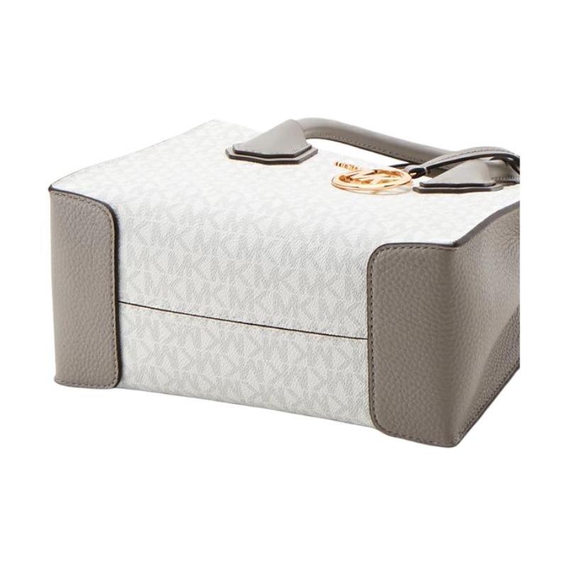 Michael Kors Handtasche Marke Mercer durchgehend grafisch verstellbarer abnehmbarer Schultergurt beschichtetes Canvas Tragetasche Umhängetasche mittel Damen optisch