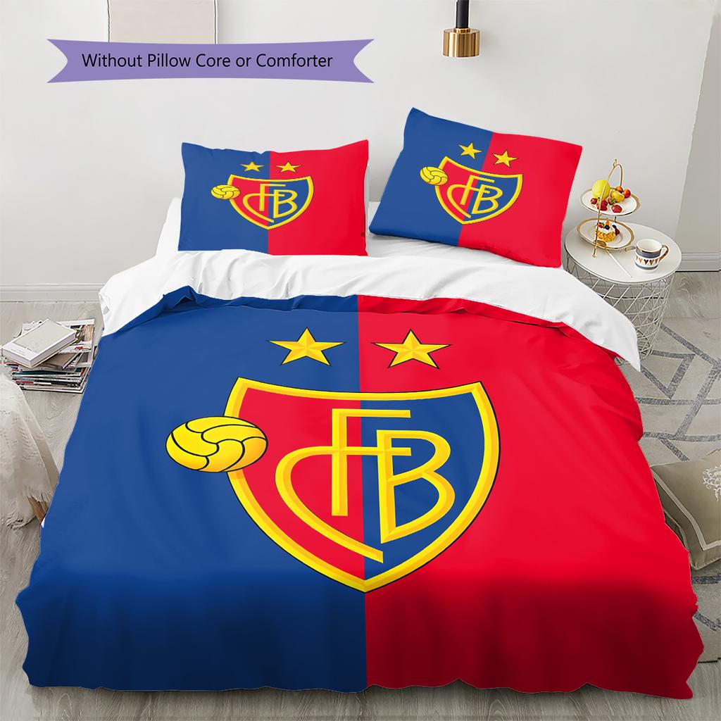 Fotbalový klub Basel Vzorované povlečení, Sada přikrývky Potah na přikrývku Povlak na polštář Domov Narozeninový dárek (1 * povlak na peřinu + 2 * povlak na polštář, bez jádra)