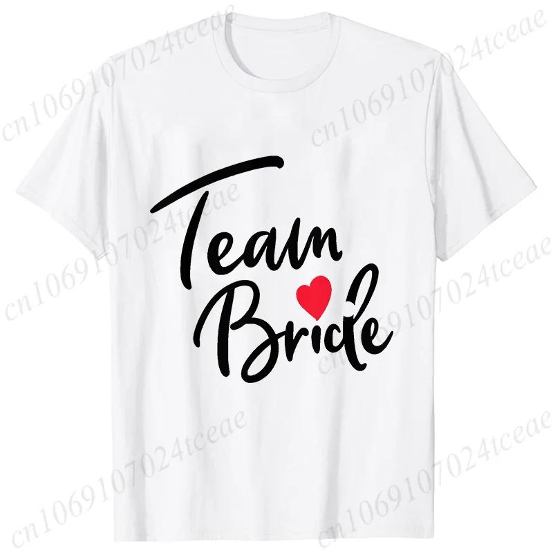 Team Bride Squad T-shirt Bridal Wedding Tops Bachelorette Farewell Party Tees Women EVJF Blouses Bridesmaid Aesthetic Clothing