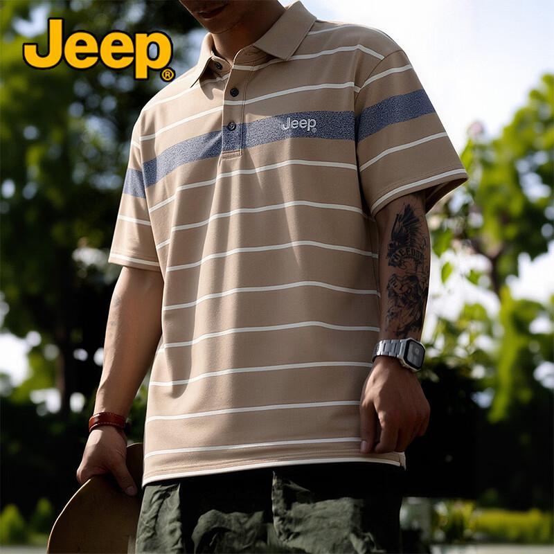 JEEP Men s Retro Color-block Cooling Polo Shirt M