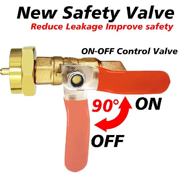 Upgraded 48" Stainless Braided QCC1 Type Inlet Propane Refill Adapter Hose Extension Propane Refill Hose with Gauge ON/Off Control Valve for 1LB