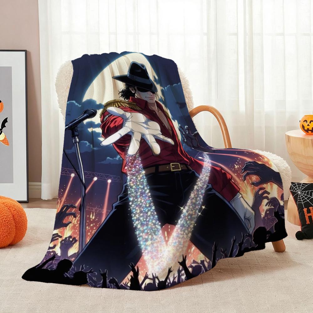 Michael Jackson Pop Printed Flannel Blanket Cozy Comfortable Fleece Blanket For Office Sofa Home Decor Memorial Gift