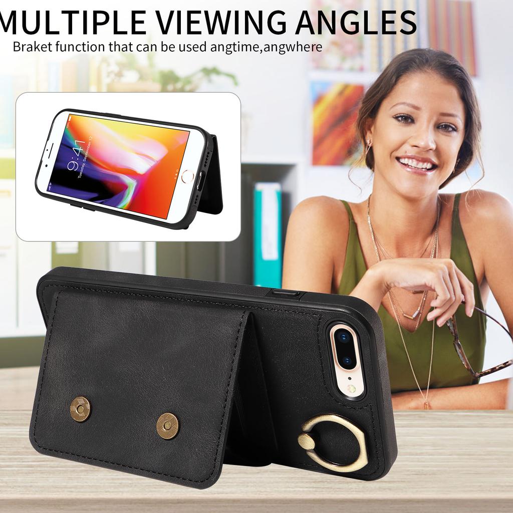 Ring Bracket Card Holder Slots Cover Phone Case for iPhone 7,iPhone 8,iPhone 7 Plus,iPhone 8 Plus,iPhone SE 2020,iPhone SE 2022