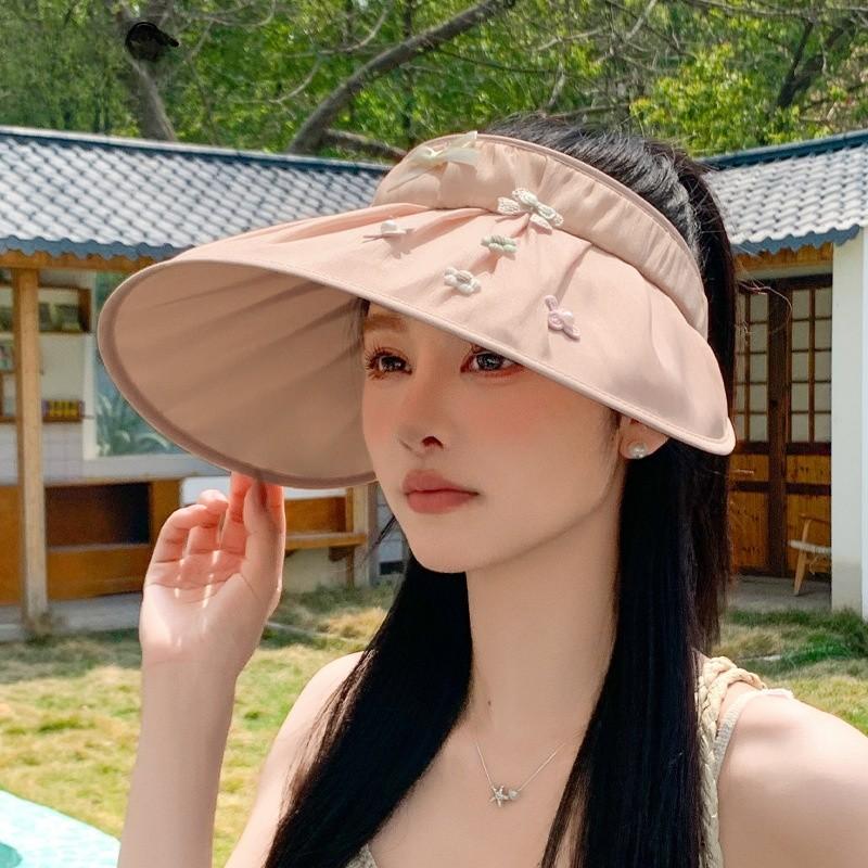 Summer Sun Protection Hat For Women With Large Brim And Butterfly Bow For Outdoor Travel