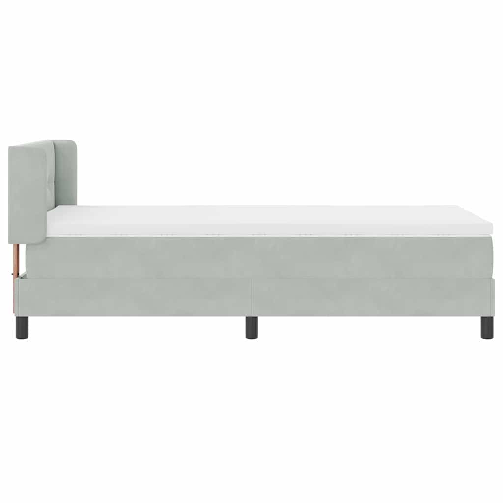 Box Spring Bed with Headboard Light Gray 200 X 80 Cm Velvet