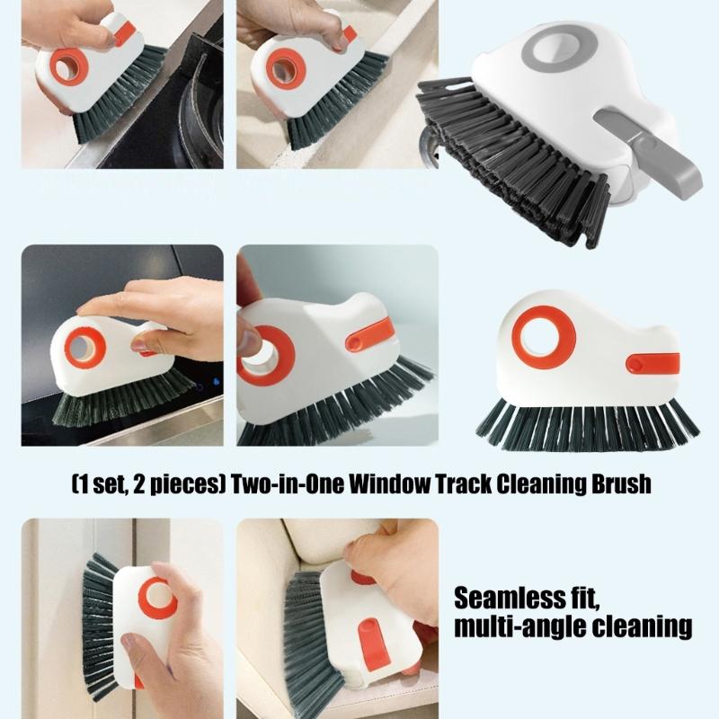 Window Track Cleaner Brush Set For Deep Cleaning Hard To Reach Area With Ergonomic Handle