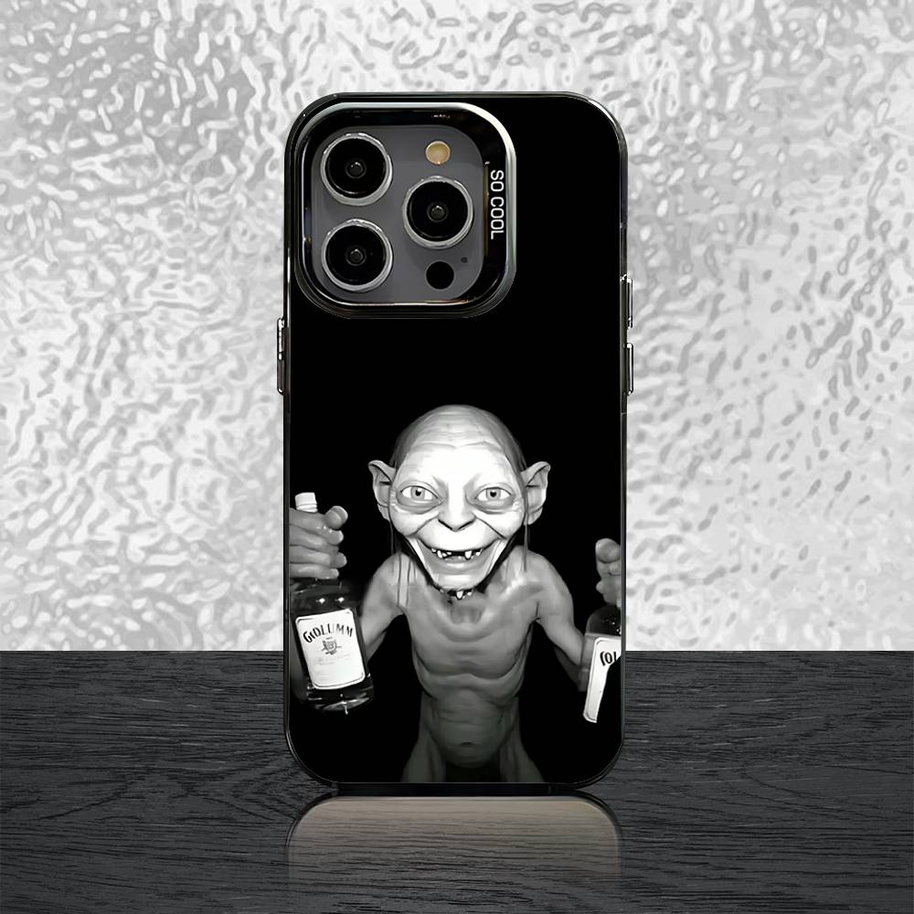 

L-Lord of the R-Rings Gollum Phone Case For iPhone 16,15,14,13,12,11,Pro,Max,Plus,Mini,SE Grey Black Matte Laser Back Cover iPhone12PRO
