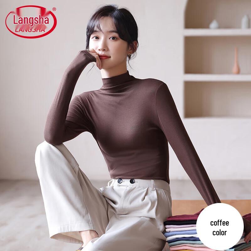 Langsha Women's Semi-High Collar Long Sleeve Base Layer Top