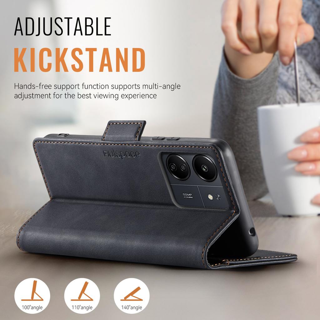 For Xiaomi Redmi 13C/ Redmi 13C 5G Wallet Case with Card Slots & Kickstand, 360° Protection Leather Case
