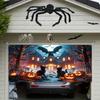 One 2D flat Halloween ghost garage polyester banner pumpkin lantern and haunted house design suitable for Halloween decoration