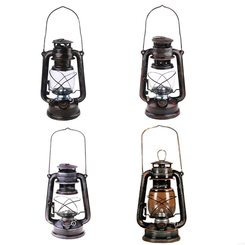 62KD Vintage Metal Oil Lamp Portable Lantern Kerosene Light Outdoor Camping Bar Home Decorations