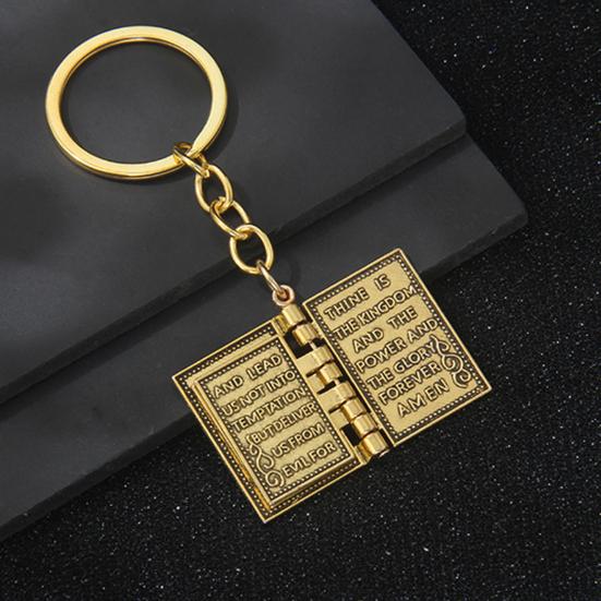 Christian Cross-shaped Keychain Alloy Keychain with Mini Book Pages Faithful Bag Charm Christian Anniversary Gift