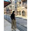 Fashionable Street Casual Shell Button Off-shoulder Long-sleeve High-stretch T-shirt