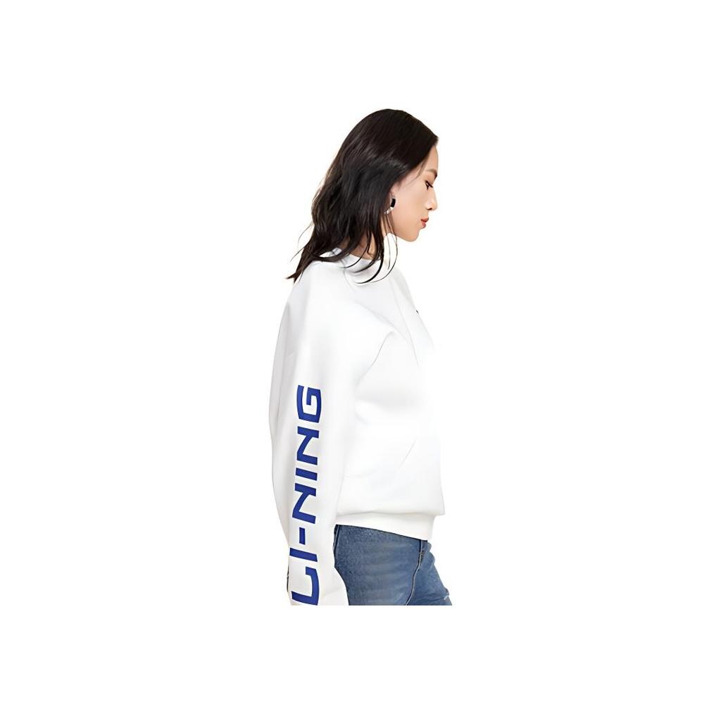Li-Ning Fleece Round Neck T-Shirt With Large Logo Men Tops White AWDS469-3