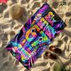 1pc  Neon Pixel Number 67 Personalized Name Beach Towel, Cyberpunk Kids Summer Pool Towel