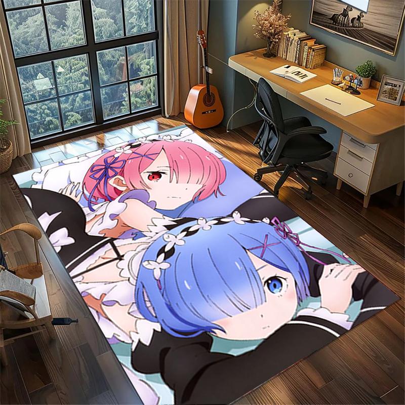 "ReZero" Large Area Rug Carpet Non Slip Washable Floor Mat Gamer Room Bedroom Home Decor—kwq78