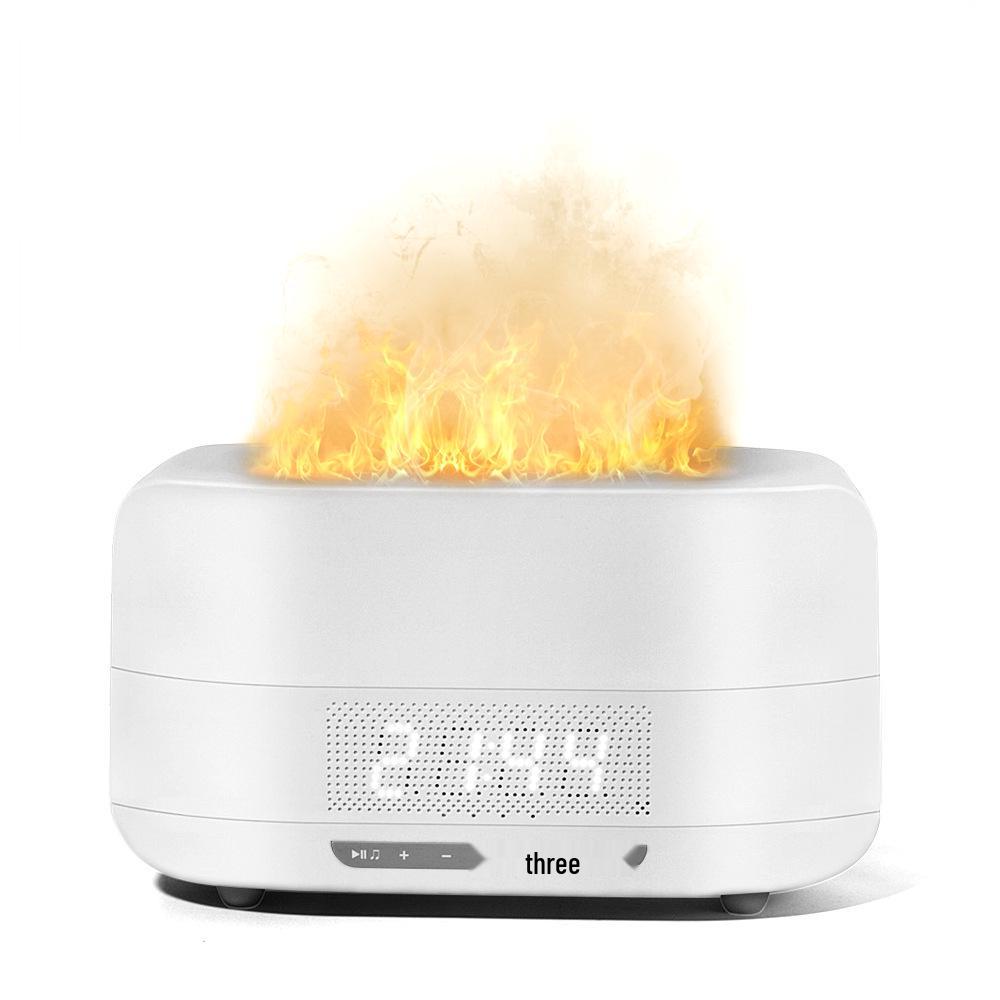 

Многофункциональный аромадиффузор: 7-цветный увлажнитель с эффектом пламени, Bluetooth-динамик, будильник, ночник для спальни EU Plug