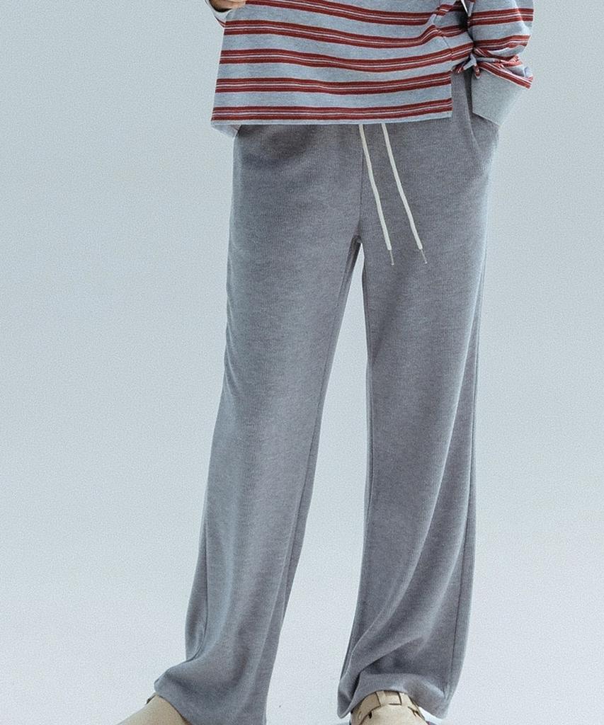 ANNEHEARTS Soft Knit Wide Easy Pants_Melange