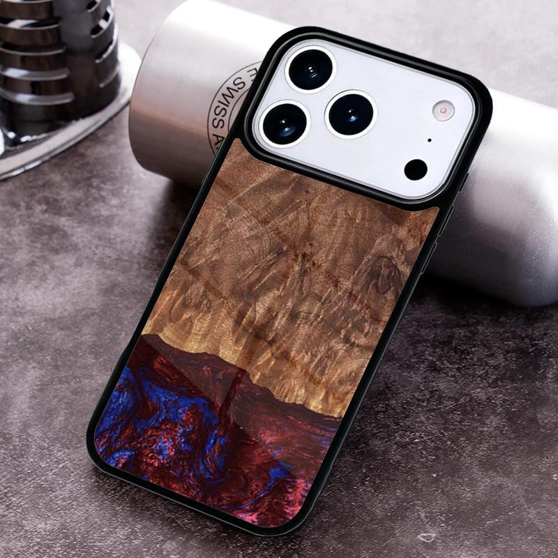 

Luxury Wood Resin Protective Phone Case for iPhone 17 16 15 Pro Max Air 14 13 12 11 Plus Shockproof Capa Cover iPhone 11 Pro