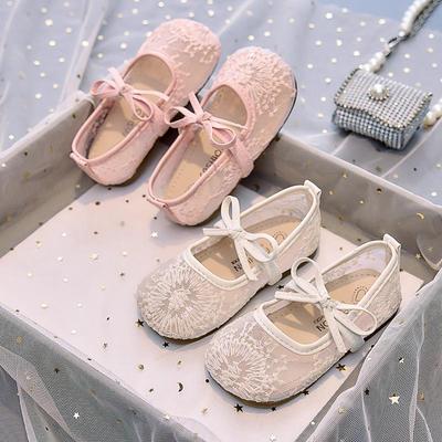 Pantofi de Prințesă Respirabili din Plasă Dulci pentru Fete, Vara 2025, cu Model cu Artificii & Fundă