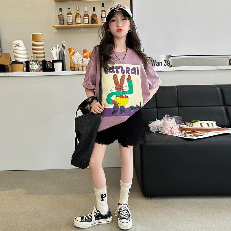 

2025 Летний повседневный комплект из двух предметов в корейском стиле для девочек 150 cm