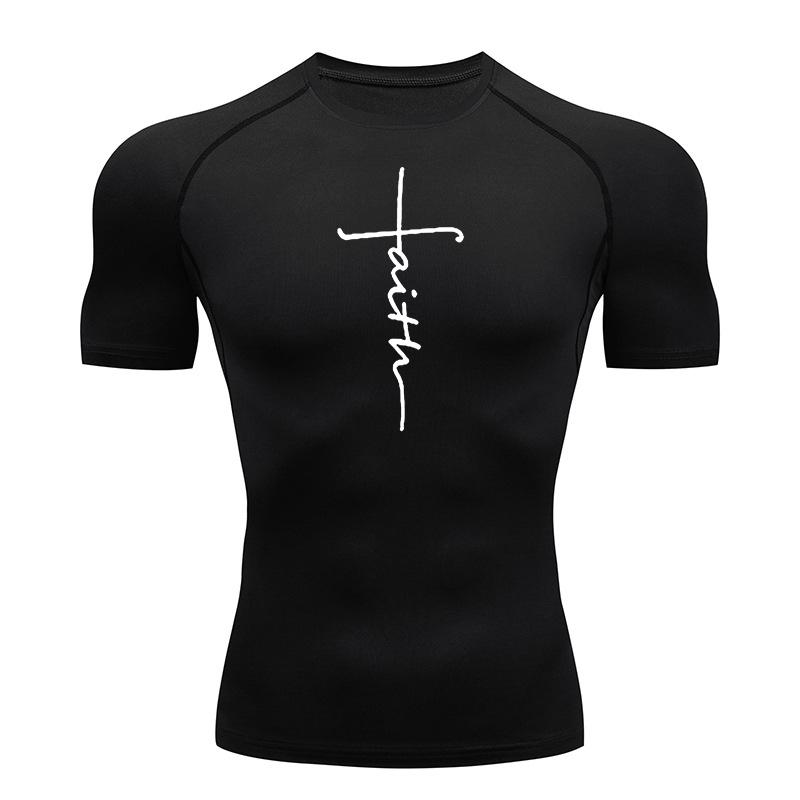 Magliette a Compressione per Allenamento Cristiano Magliette Sportive Asciugatura Rapida Uomo Palestra Fitness Maglie Intime Top Manica Corta Rash Guard