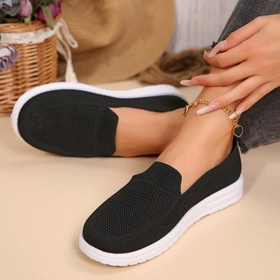 2024 neue Frühjahr und Herbst modische Damenschuhe einfarbig runde Zehen Mesh atmungsaktiv Slip-on Damen Sportschuhe